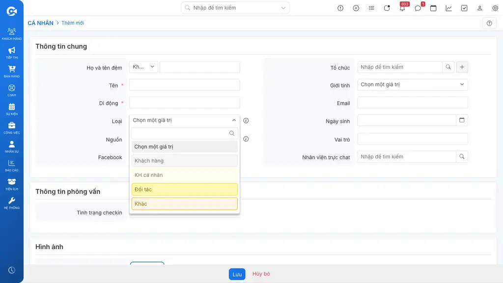 Dropdown trường