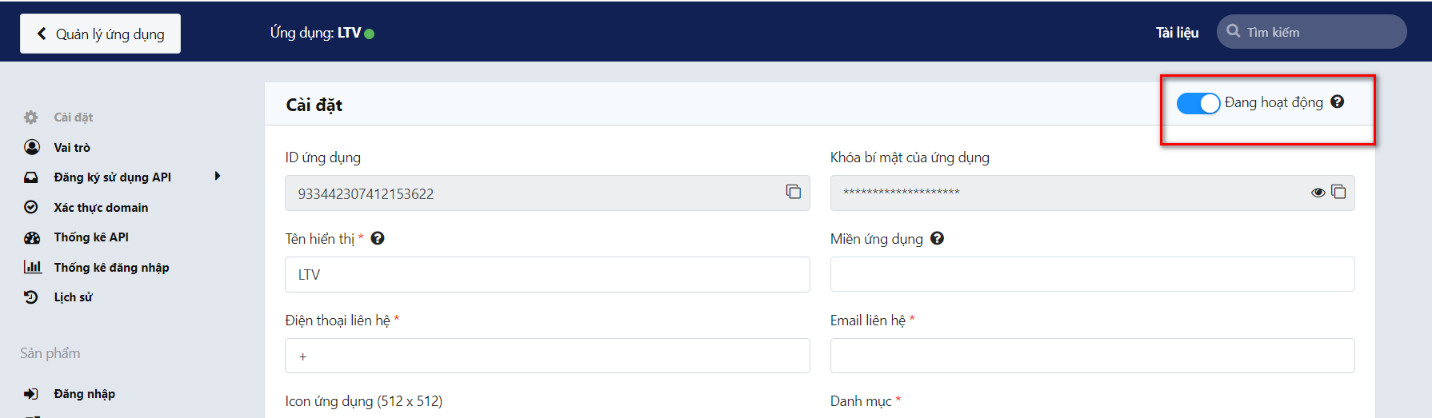 Kiểm tra tình trạng kích hoạt OA trên trang Zalo Developer