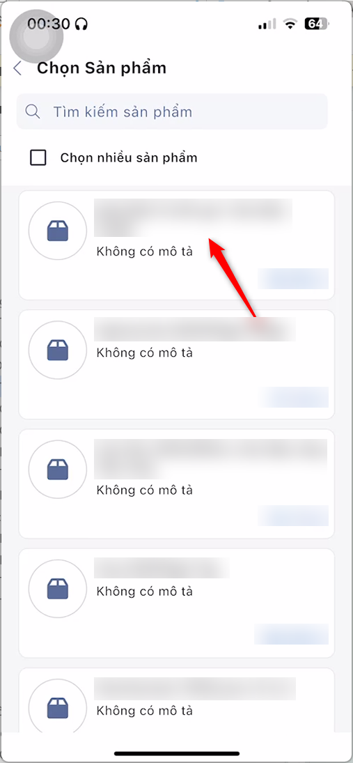 Chọn sản phẩm để thêm vào đơn hàng