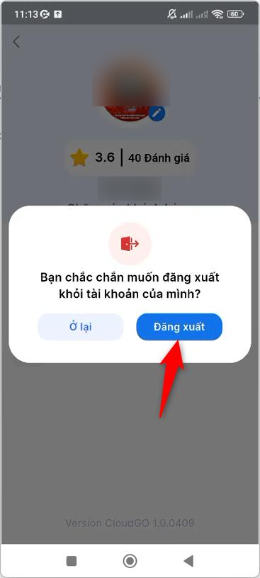 Hộp thoại xác nhận đăng xuất, nhấn Đăng xuất