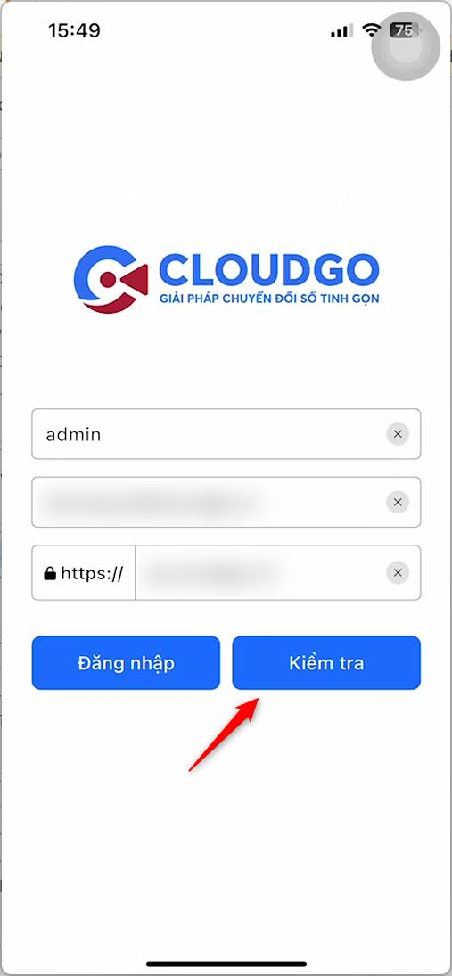 Nhập tên đăng nhập, email, đường dẫn CRM và nhấn Kiểm tra