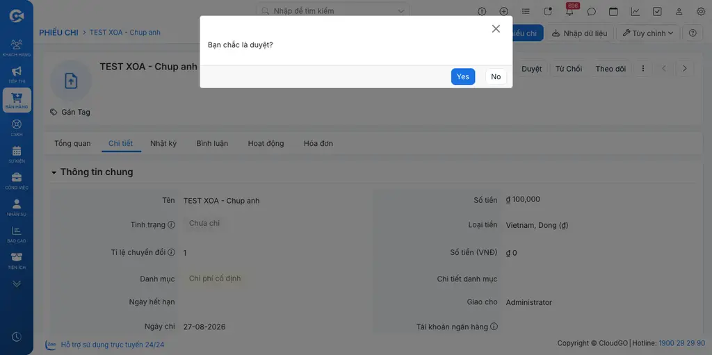 Hộp thoại xác nhận
