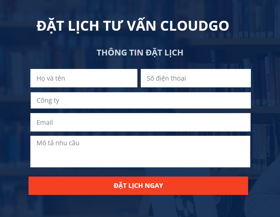 Ví dụ Landing Page cơ bản với các trường thu thập thông tin khách hàng