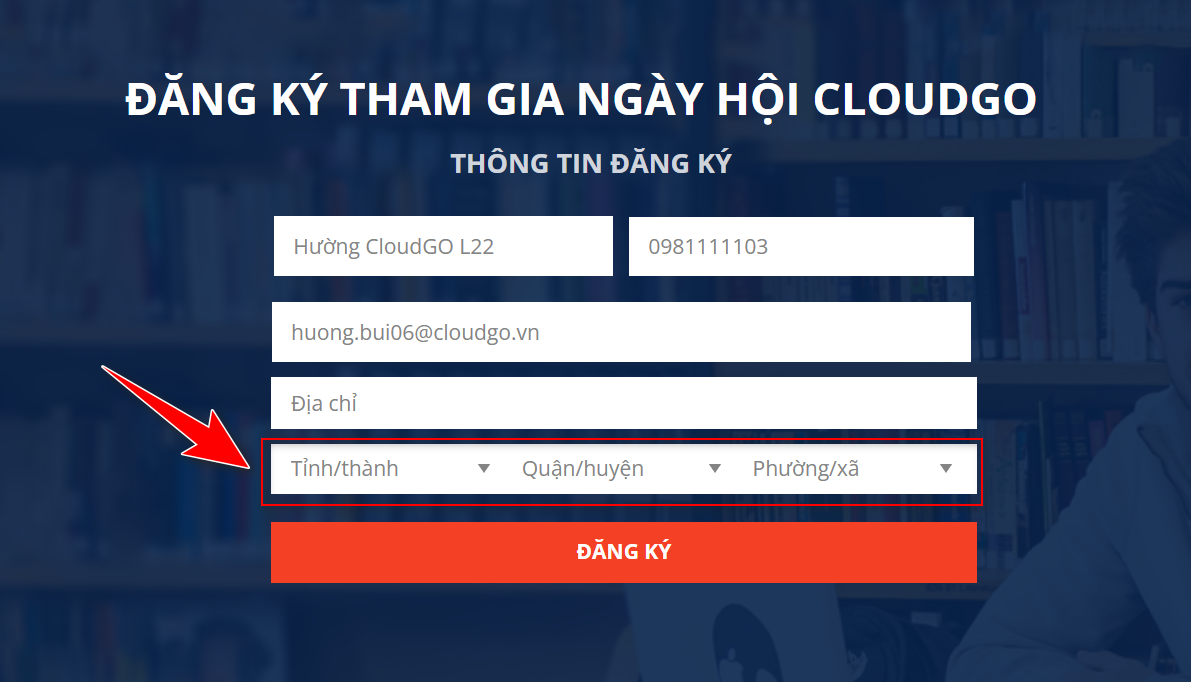 Trường Địa chỉ trên form Landing Page